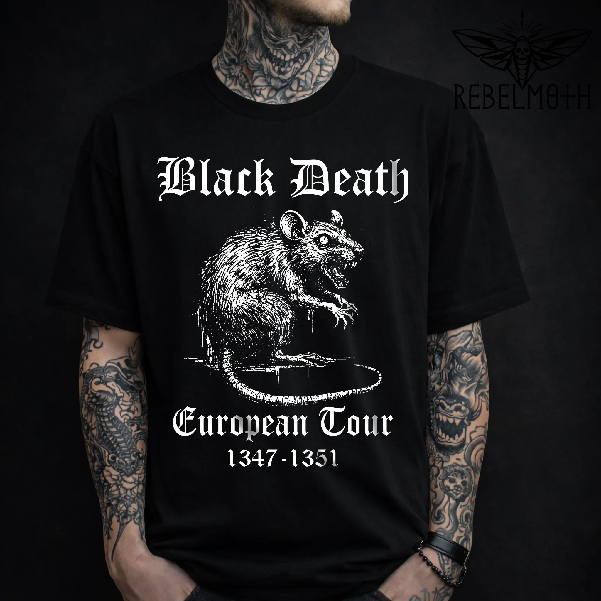 Black Death European Tour T-Shirt – Plague Rat Graphic Tee | RebelMoth