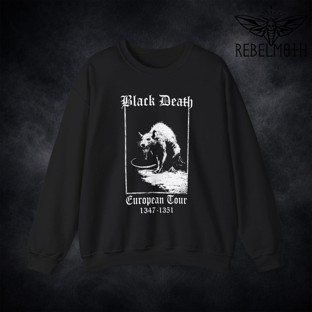 Black Death European Tour Sweatshirt – Medieval Plague Rat Graphic Crewneck