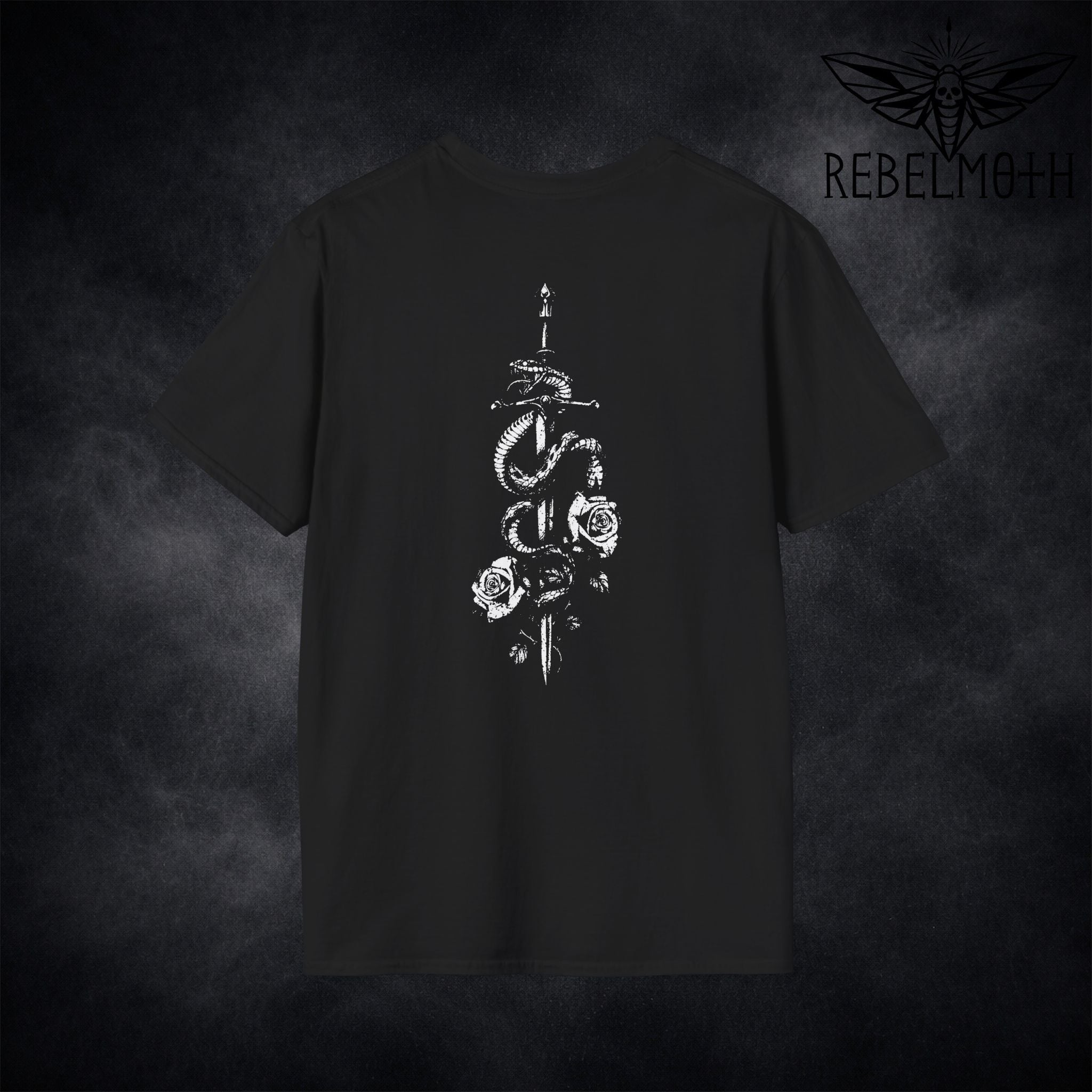 Serpent Sword T-Shirt – Gothic Snake Rose Tee