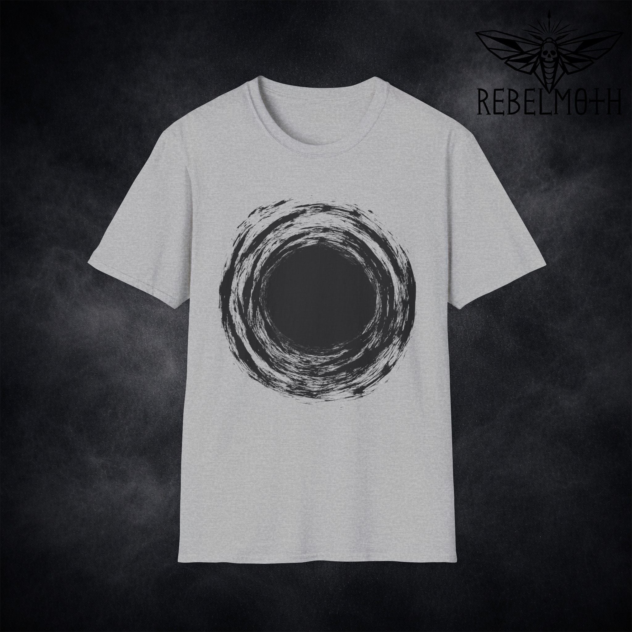 Black hole t-shirt for alternative streetwear, goth and grunge/metal outfits.