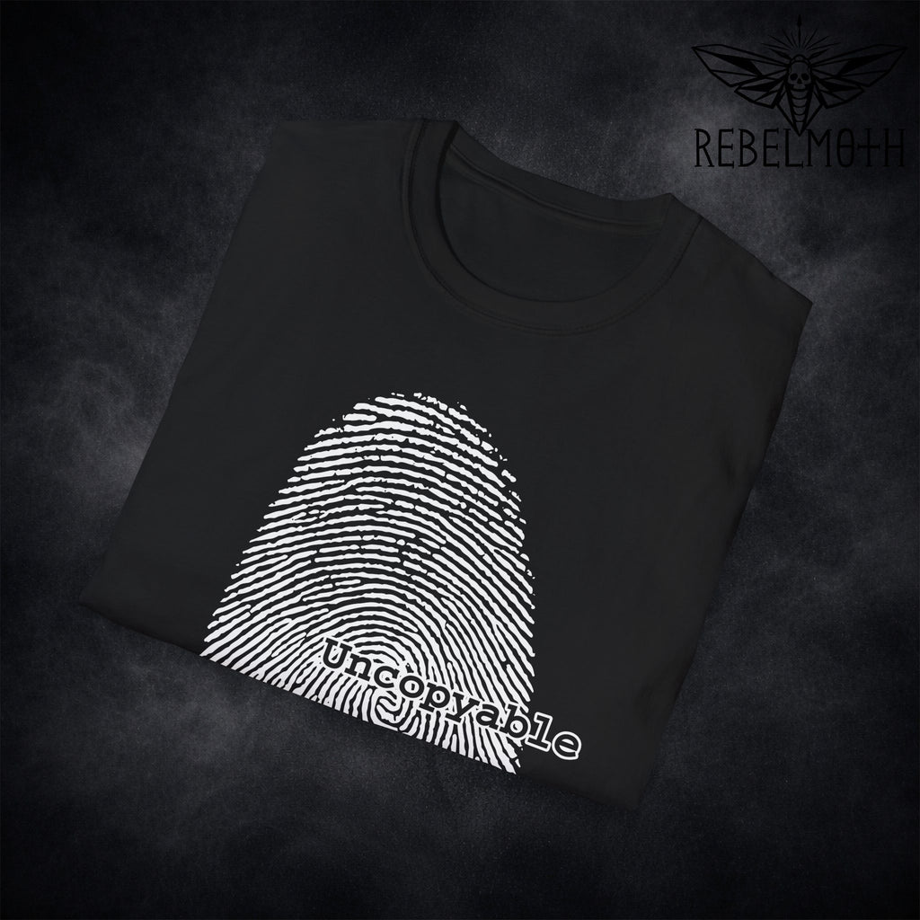 Fingerprint Grunge T-Shirt – Uncopyable Alt Graphic Tee
