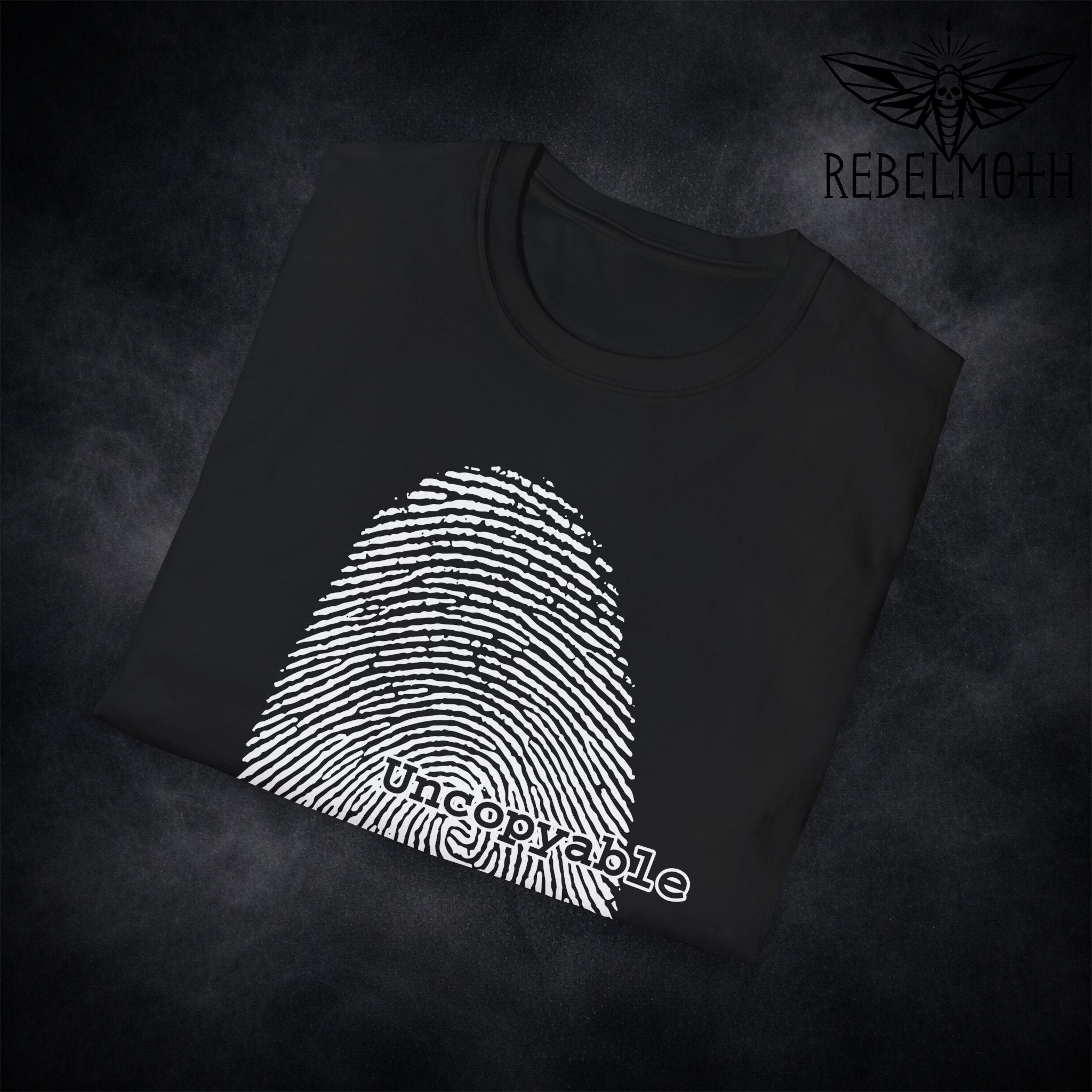 Fingerprint Grunge T-Shirt – Uncopyable Alt Graphic Tee