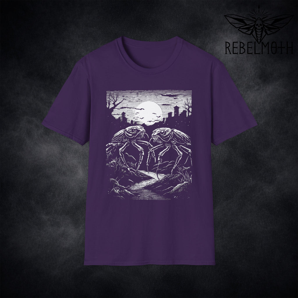 Purple Cockroach grunge t-shirt with a bold roach night scene under the moon