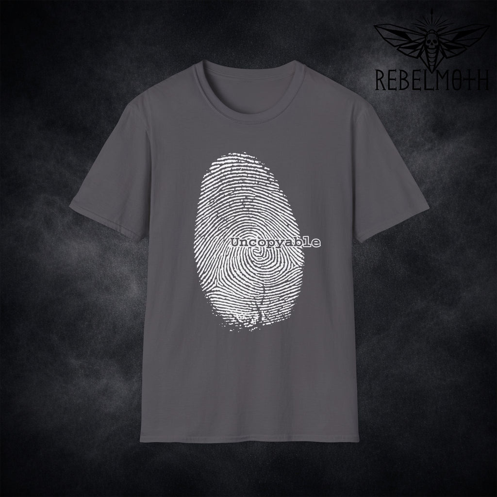 Fingerprint Grunge T-Shirt – Uncopyable Alt Graphic Tee
