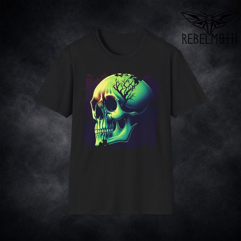 Neon Skull T-Shirt - Cyber Goth Dark Graphic Tee