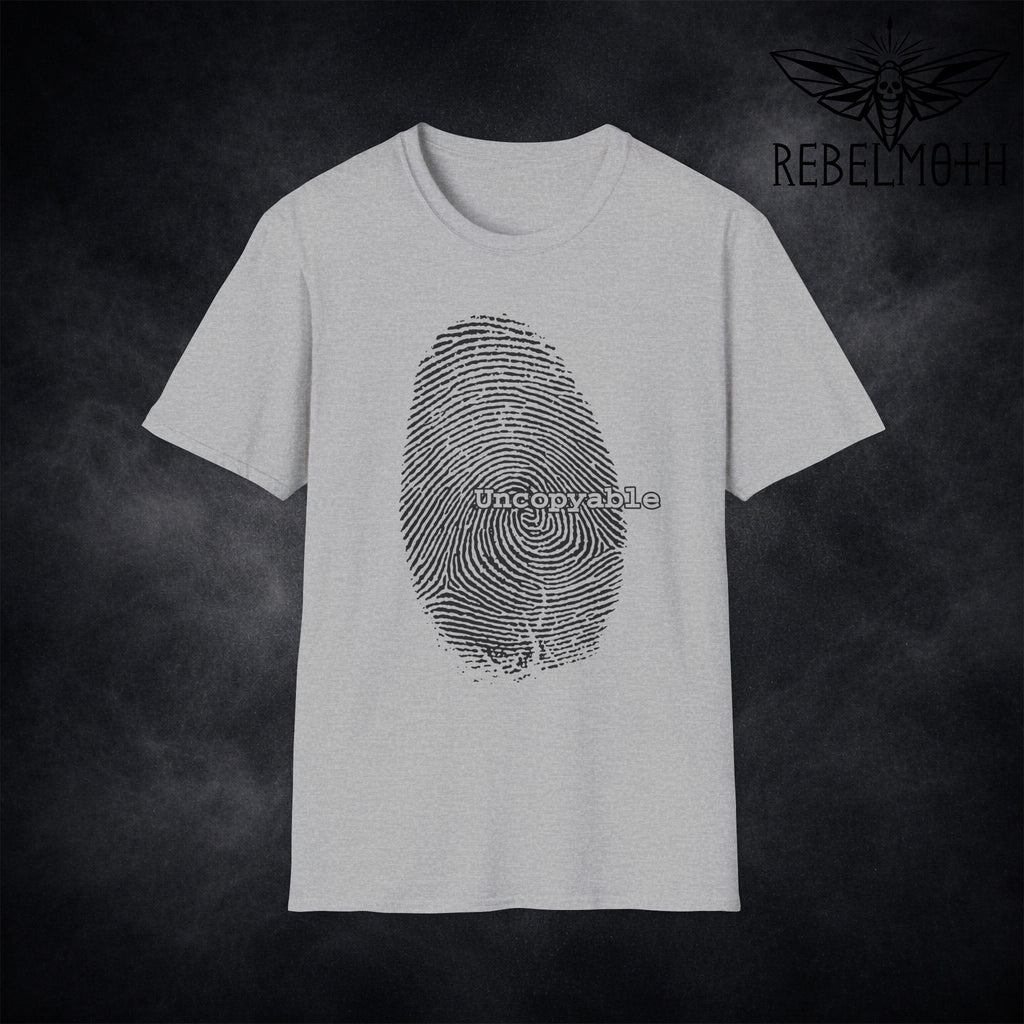 Fingerprint Grunge T-Shirt – Uncopyable Alt Graphic Tee