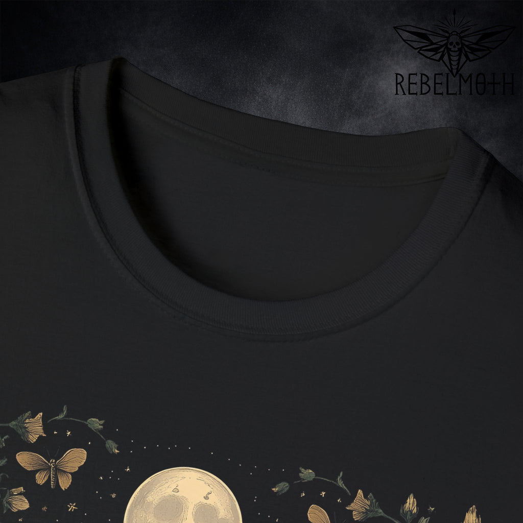Pastel Goth Bat T-Shirt – Floral Moon Graphic Tee