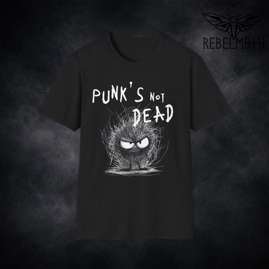 Black t-shirt with 'Punk's Not Dead' graphic by RebelMoth 