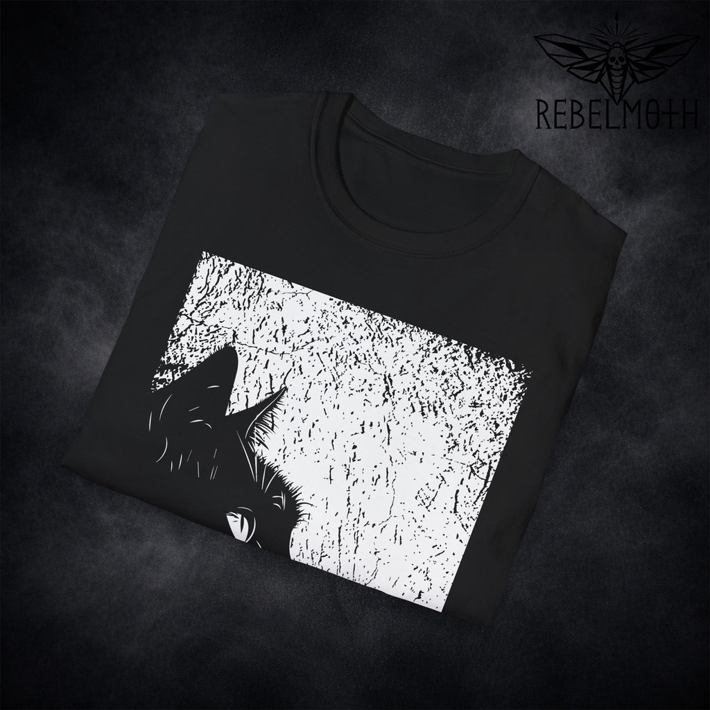 Black Cat Silhouette T-Shirt – Dark Aesthetic Graphic Tee