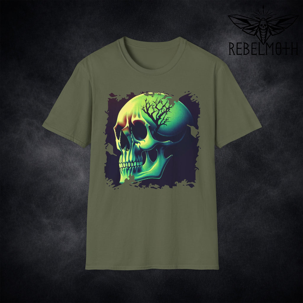 Neon Skull T-Shirt – Cyber Goth Dark Graphic Tee