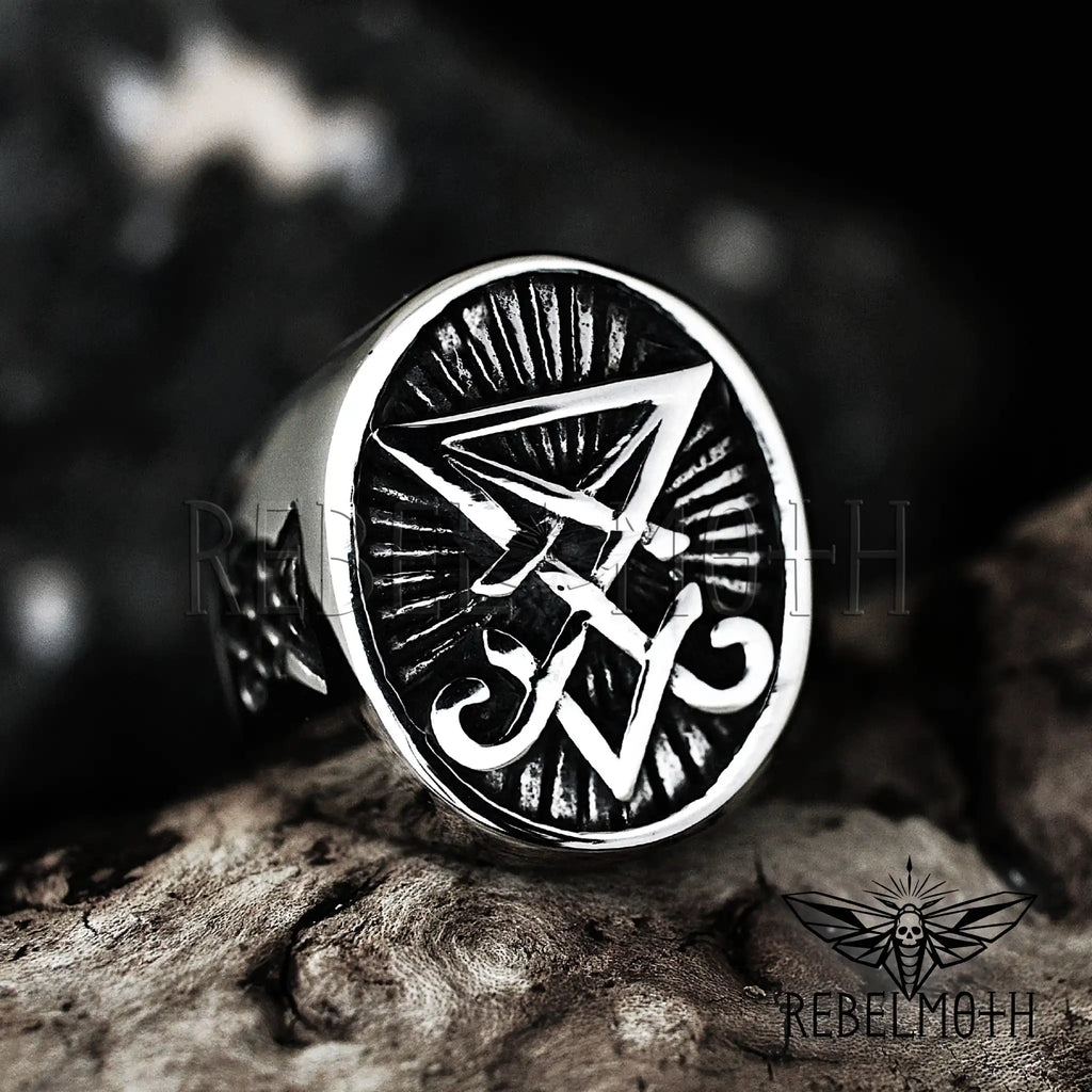 Sigil of Lucifer Occult Ring – Stainless Steel Gothic Signet Ring