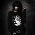 Psychedelic Cat crewneck sweatshirt with  for alt, goth-grunge, and weird outfits.