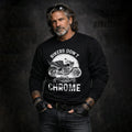 Man wearing bikers don’t go grey we turn chrome motorcycle sweatshirt
