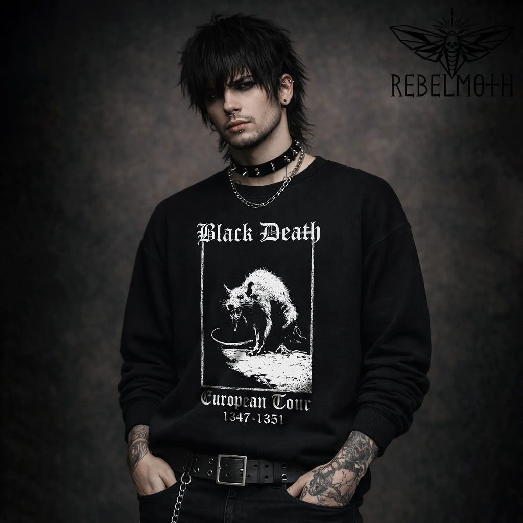 Black Death European Tour Sweatshirt – Plague Rat Goth Crewneck