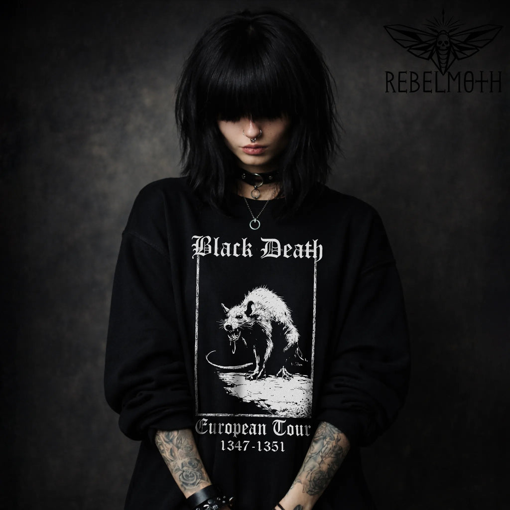 Black Death European Tour Sweatshirt – Plague Rat Goth Crewneck