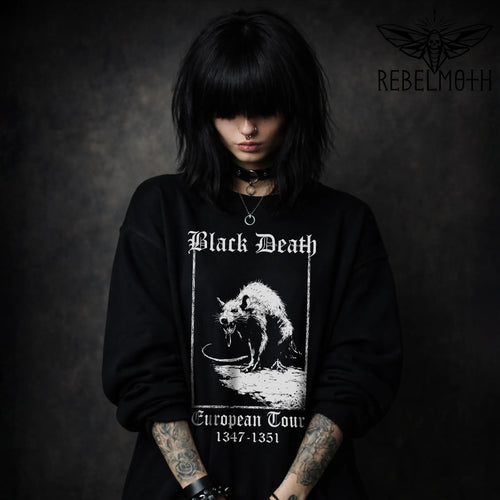 Black Death European Tour Sweatshirt – Plague Rat Goth Crewneck