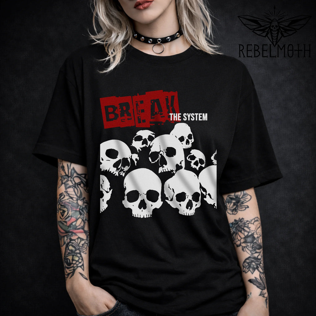 Break the System Punk Skull T-Shirt