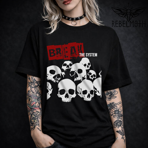 Break the System Punk Skull T-Shirt