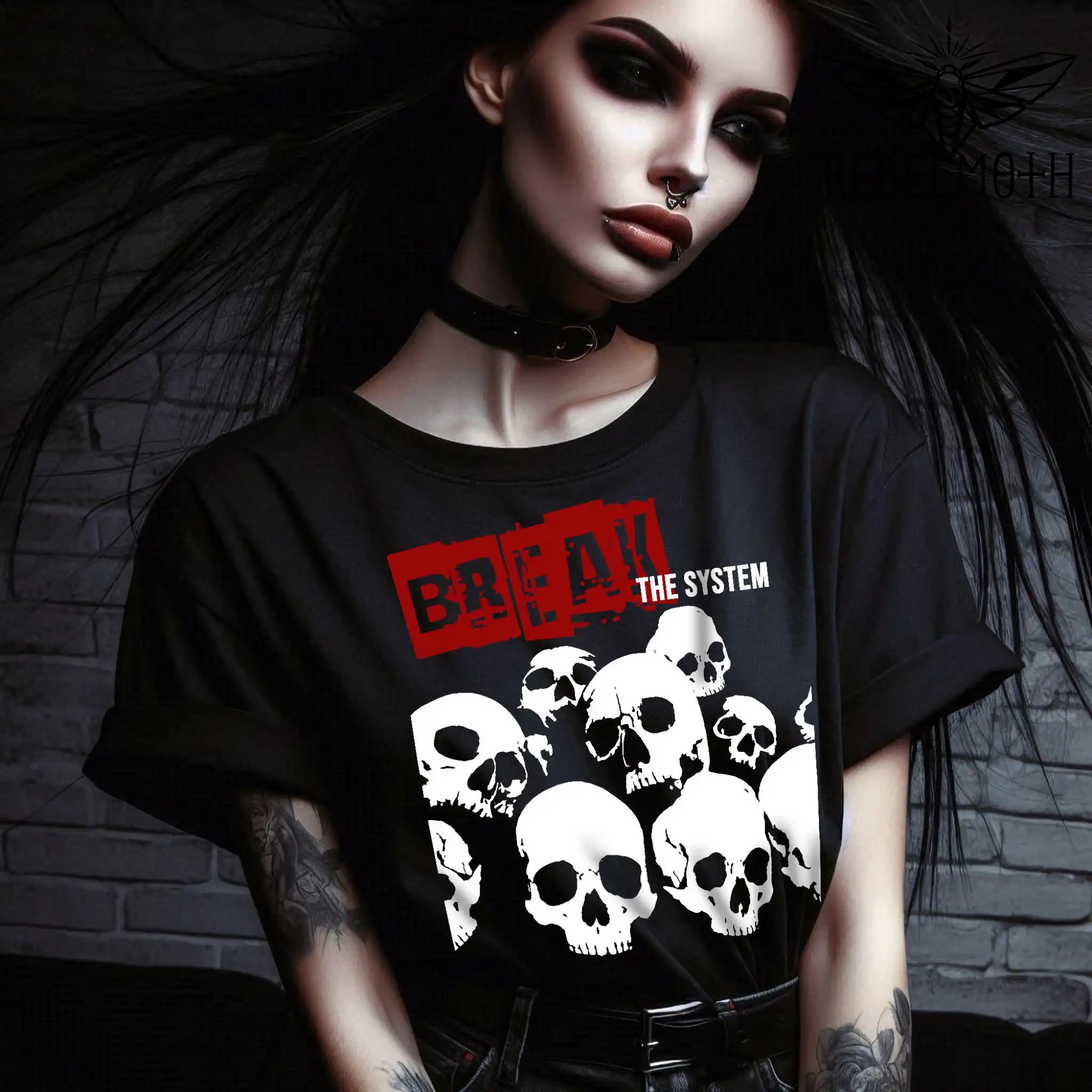 Break the System Punk Skull T-Shirt