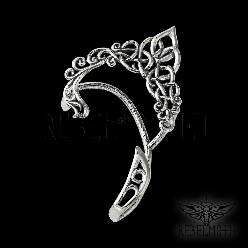 Dark elf ear cuff for left ear in stainless steel with no-piercing design