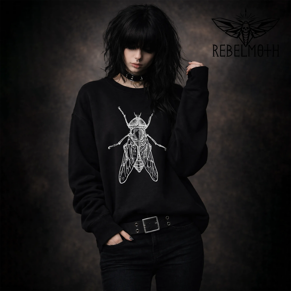 House Fly Insect Sweatshirt – Vintage Bug Goth Crewneck