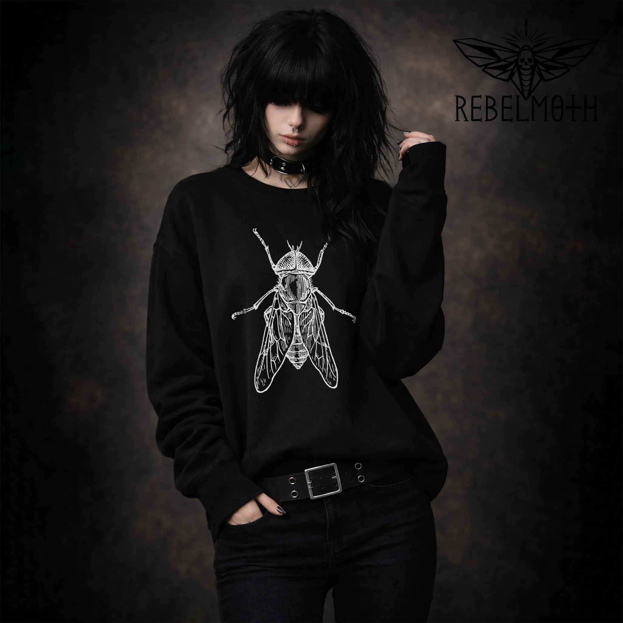House Fly Insect Sweatshirt – Vintage Bug Goth Crewneck