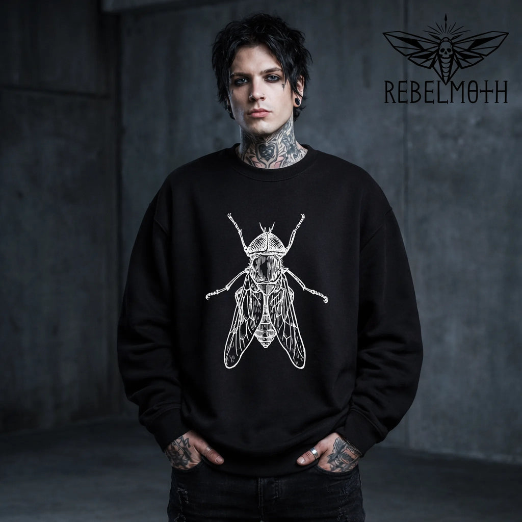 House Fly Insect Sweatshirt – Vintage Bug Goth Crewneck