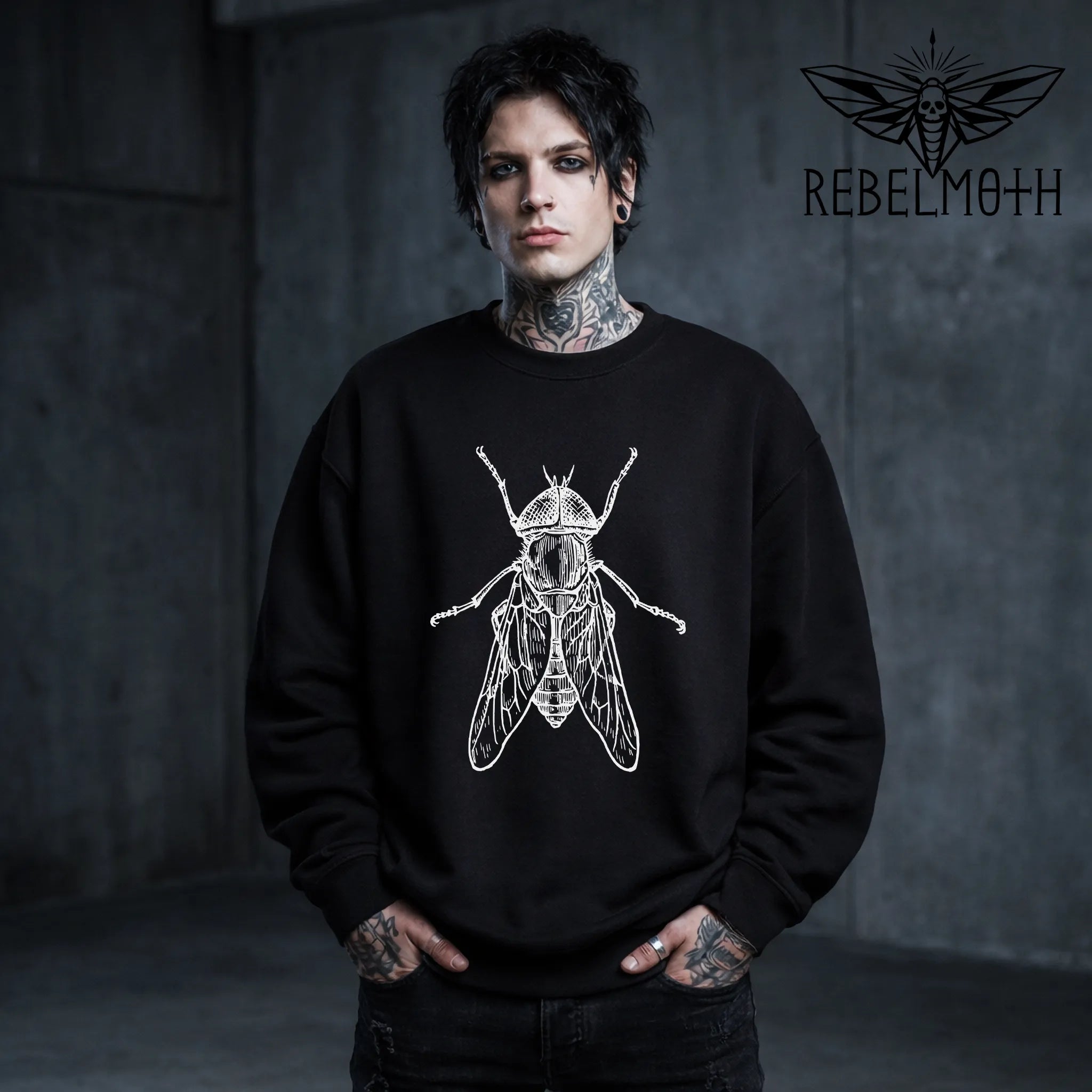 House Fly Insect Sweatshirt – Vintage Bug Goth Crewneck