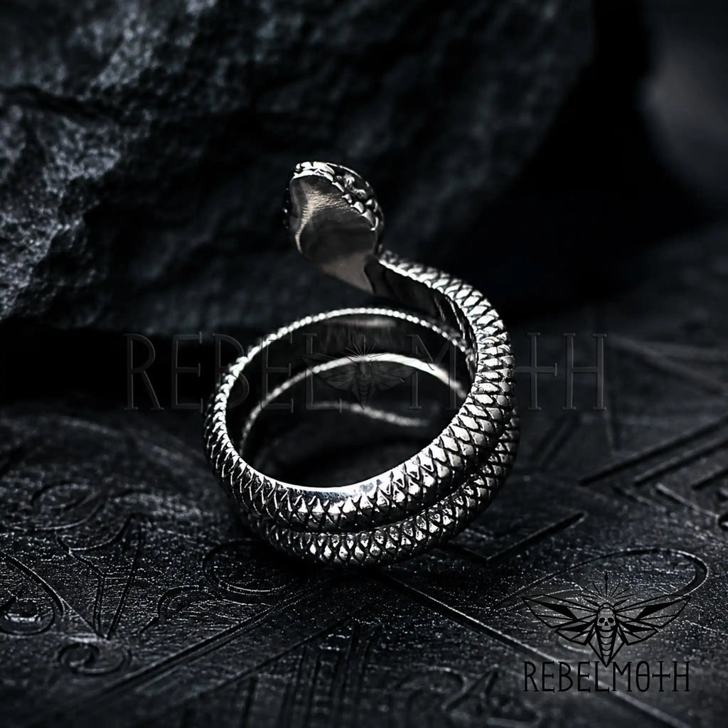 Goth snake ring in stainless steel