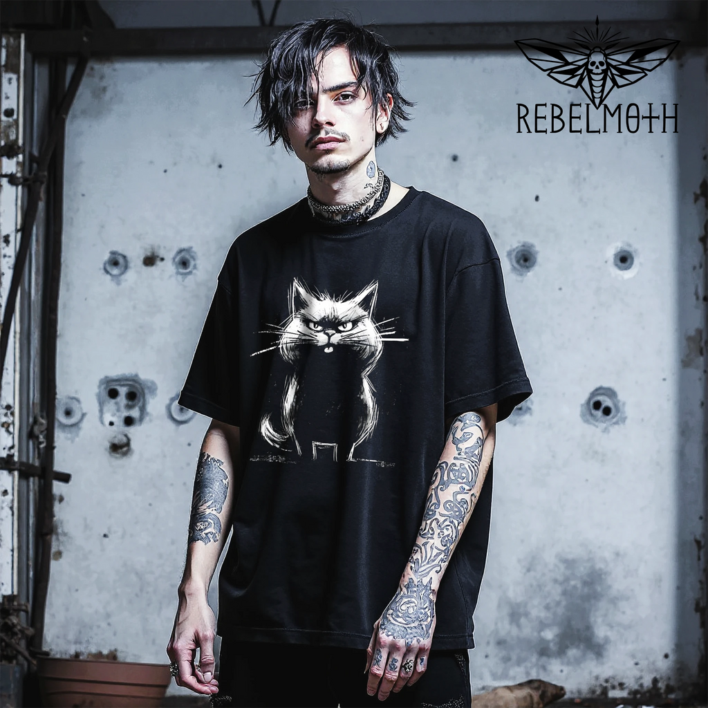 Angry Cat Emo T-Shirt