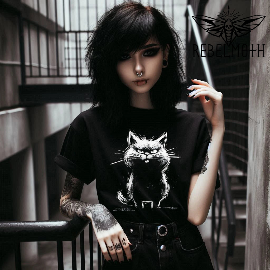 Angry Cat Emo T-Shirt